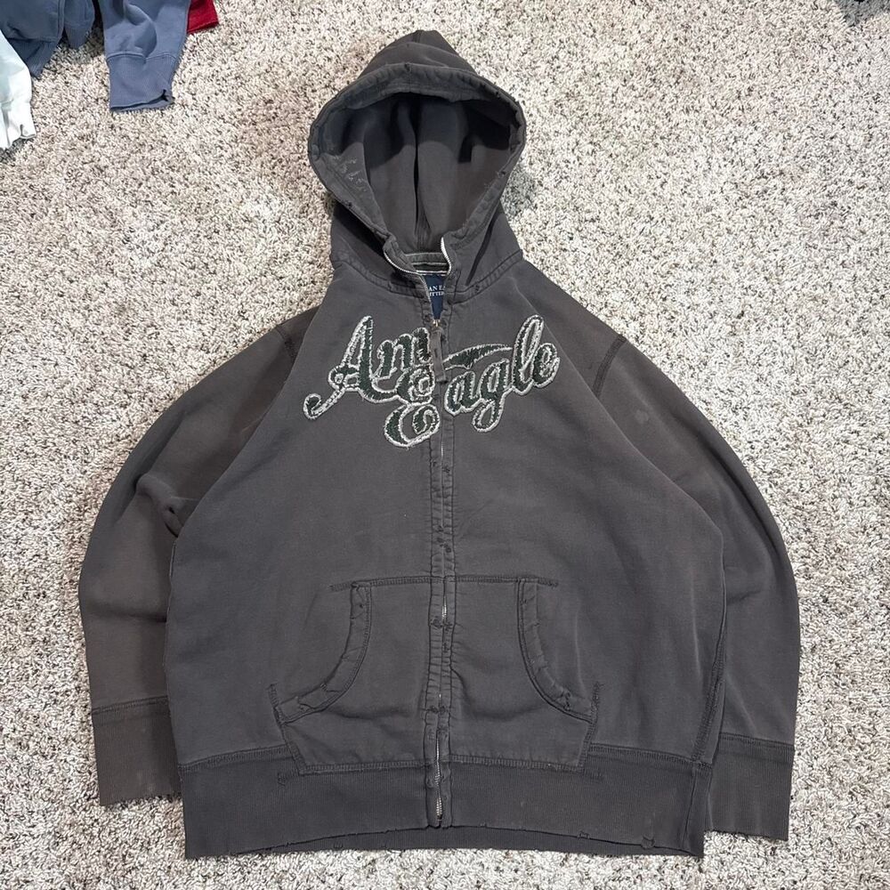 Aeropostale Men's Brown and Grey Hoodie